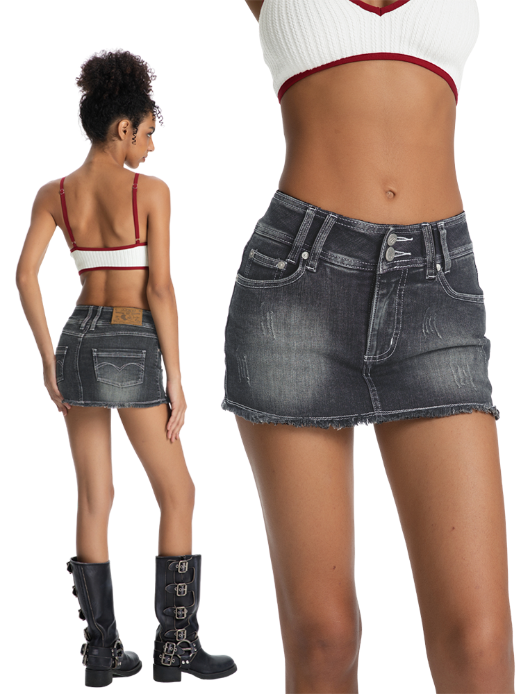 ABMY Anti-light Retro Slim and Thin Denim Skirt
