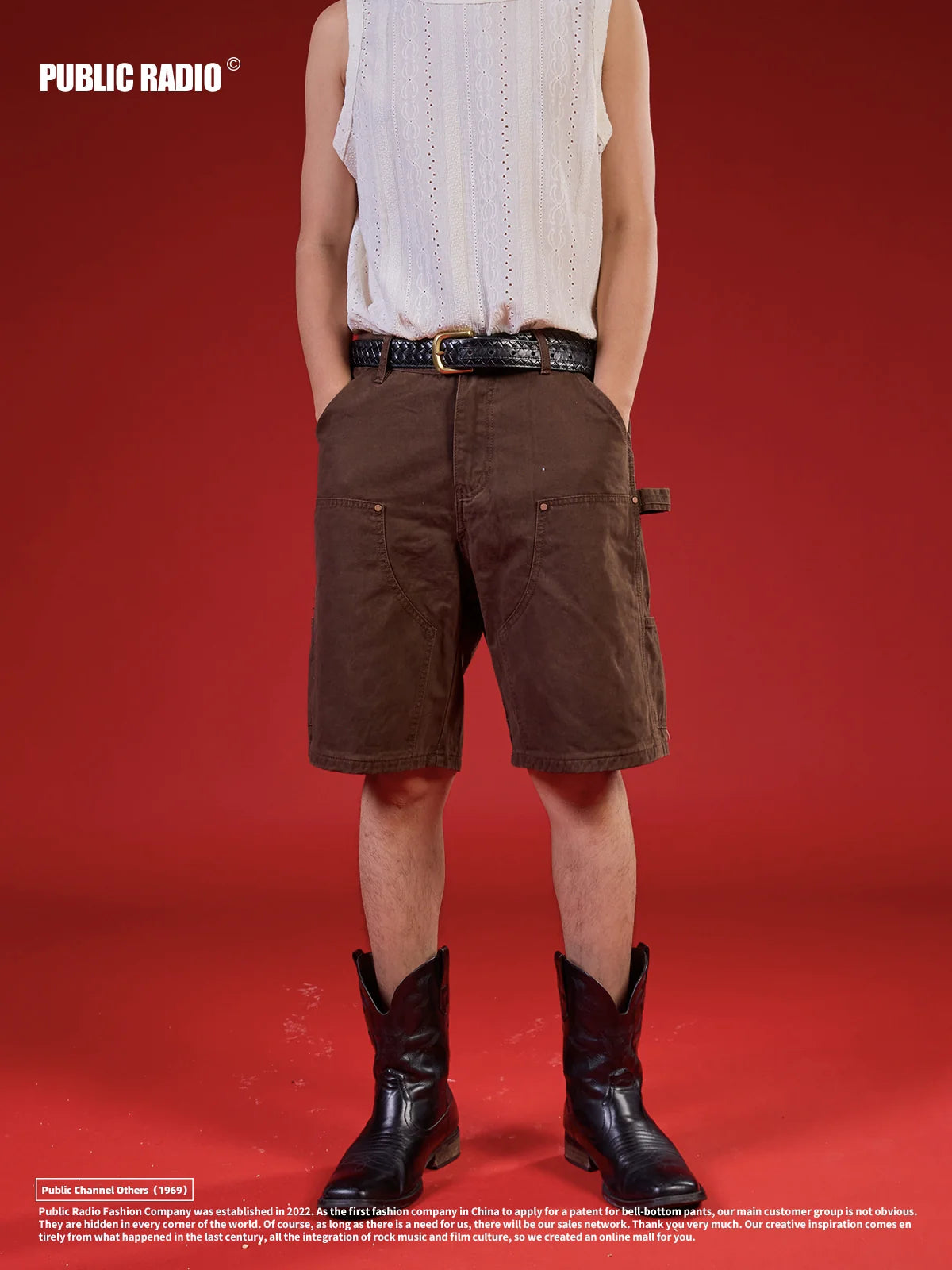 PUBLICRADIO Retro Tooling Ear-hanging Silhouette Shorts