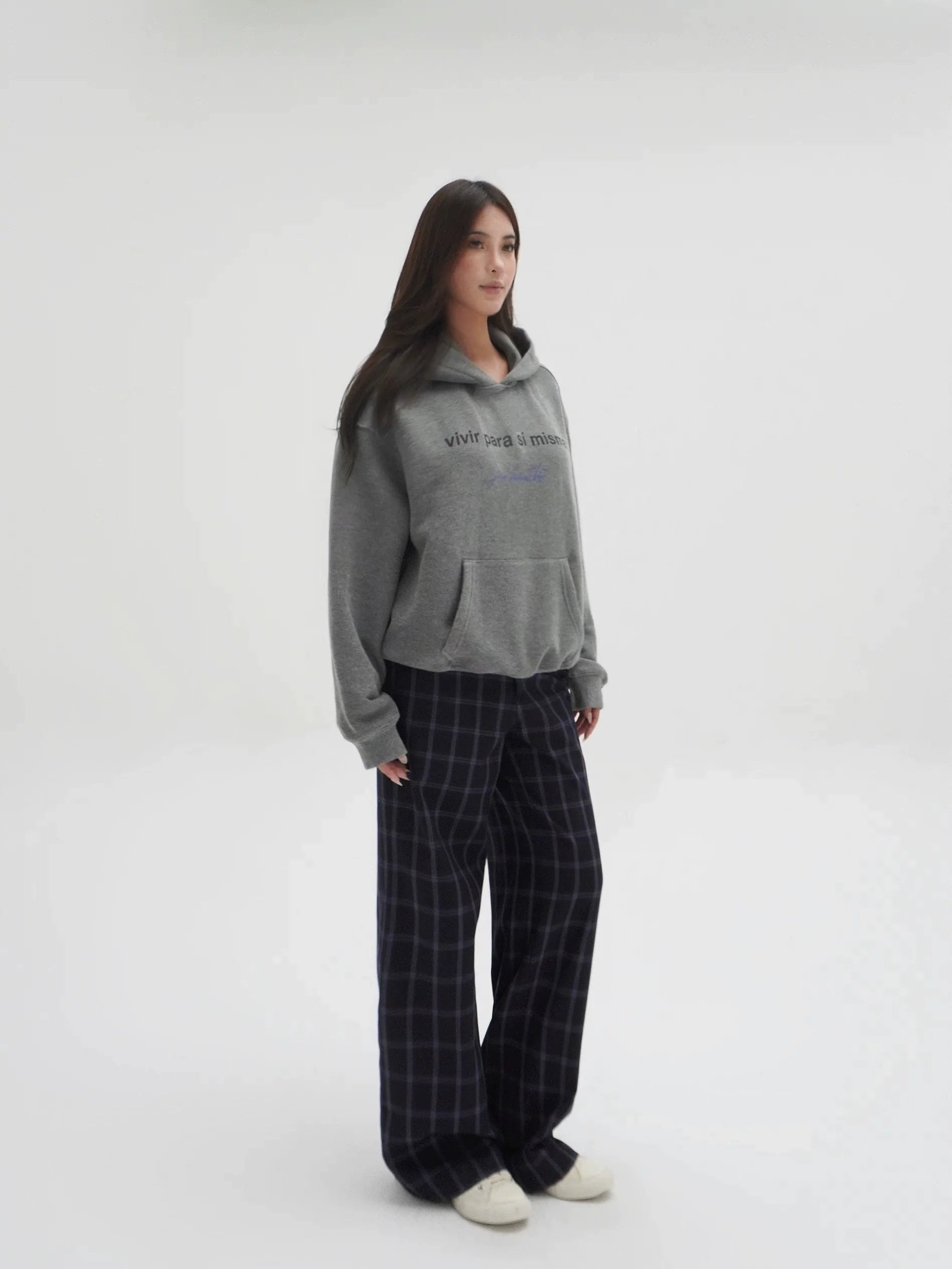 Jim Kennet Low-rise Retro Blue Plaid Slacks