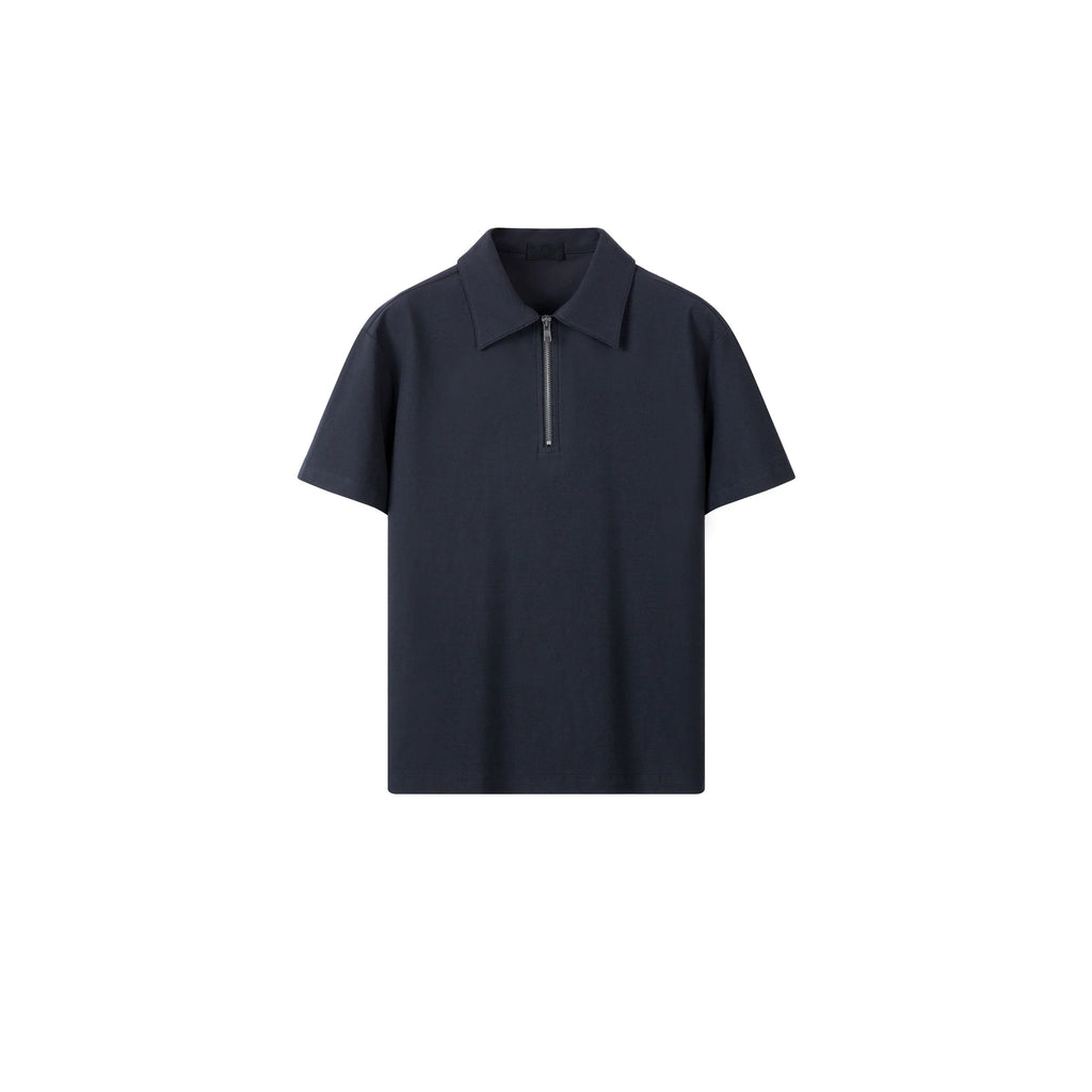 PLUS NO LOGO Half Zipper Polo Short Sleeve Shirt