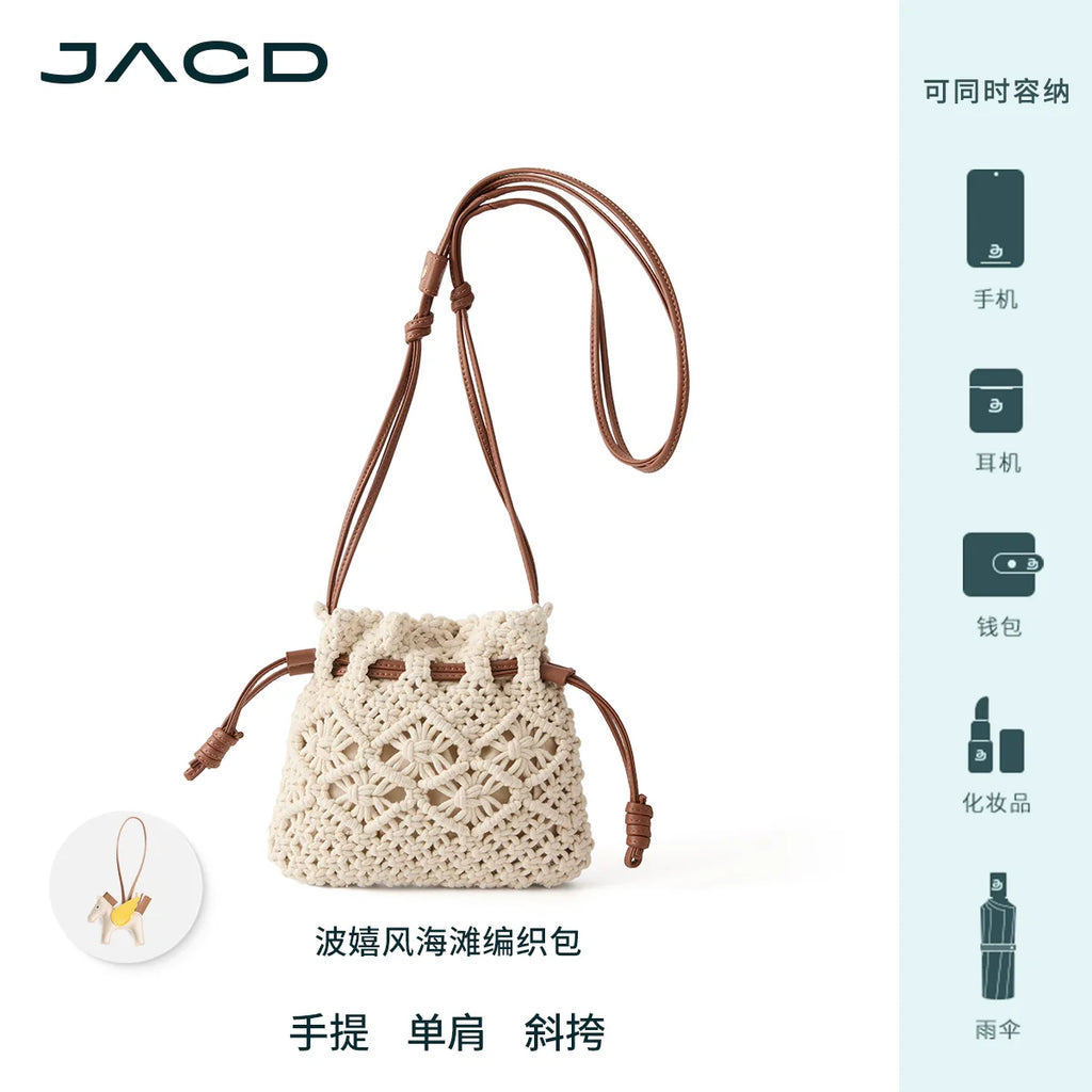 JACD Seaside Vacation Beach Bag Casual Messenger Bucket Bag