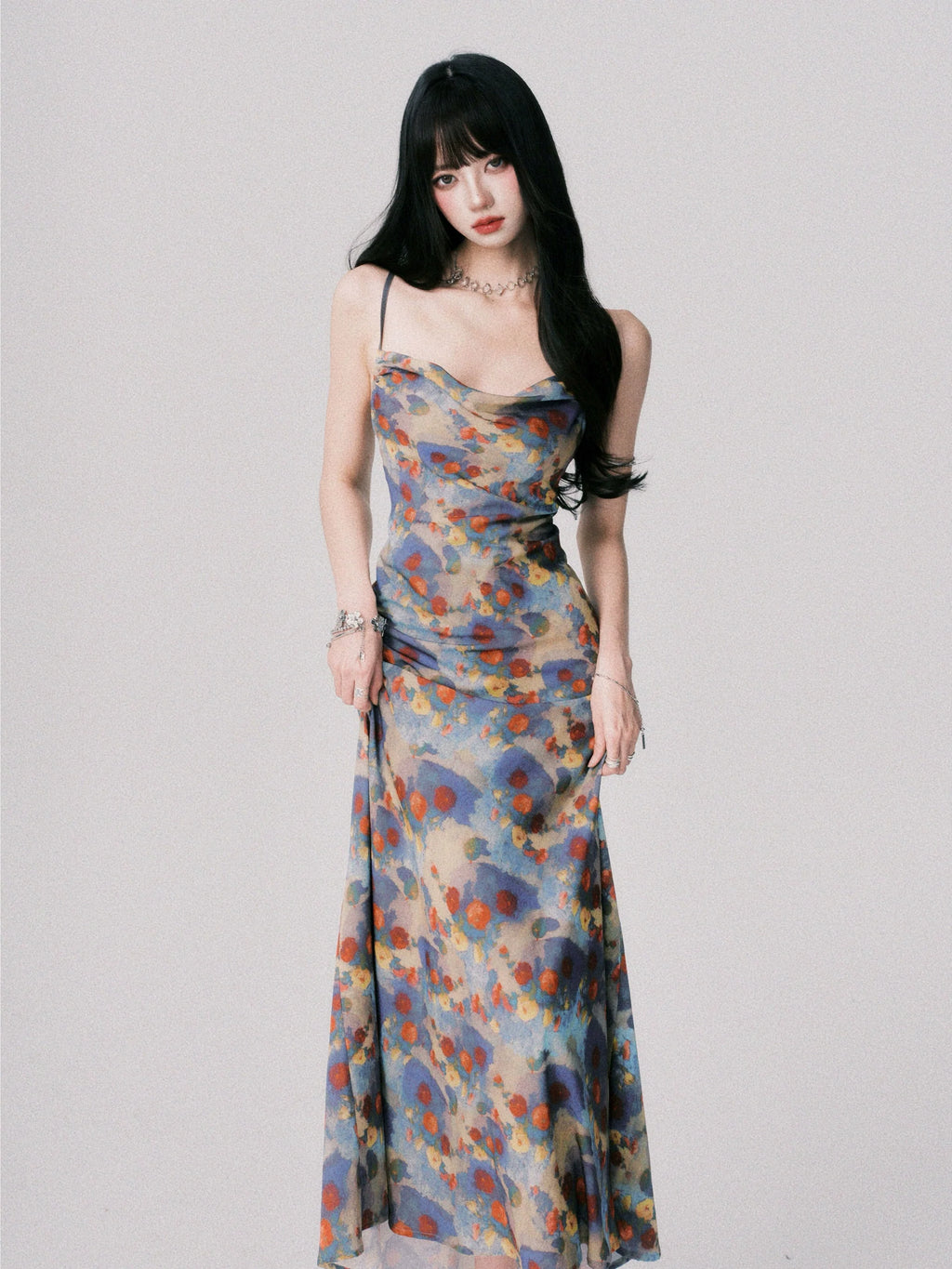 LULUSWINGS Smudge Print Swingneck Suspender Dress