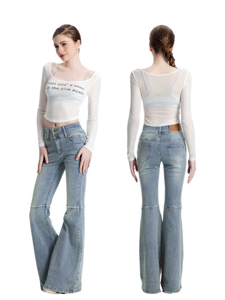 ABMY Washed Slim Fit Slim Small Flared Trousers