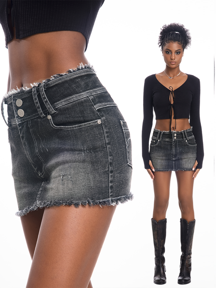 ABMY Anti-light Retro Slim and Thin Denim Skirt
