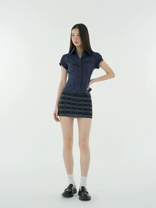 Jim Kennet Low-rise Plaid Anti-light Skirt