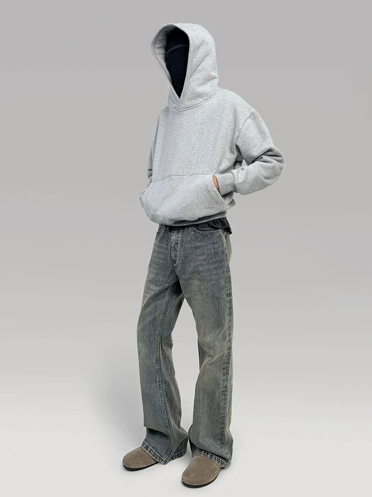 PLUS NO LOGO Short and Wide Stand-up Hooded Sweater