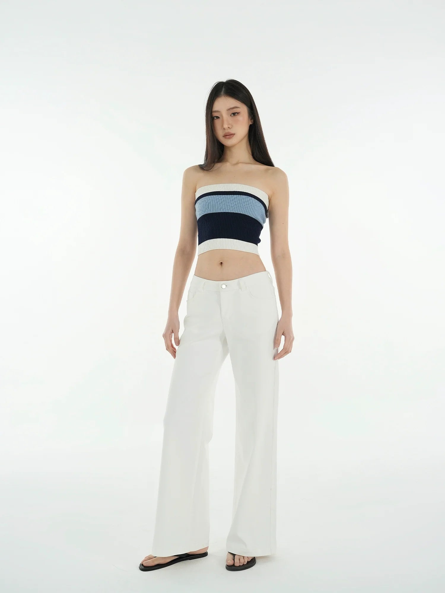 Jim Kennet Vintage Contrast Striped Slim Knit Tube Top