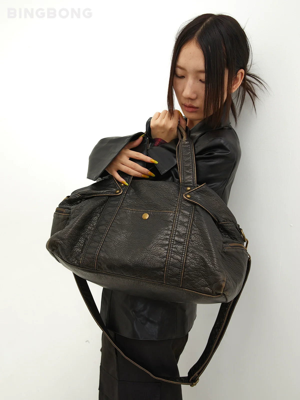 BINGBONG Retro American Large Bag Messenger Bag Commuter Large Capacity Bag