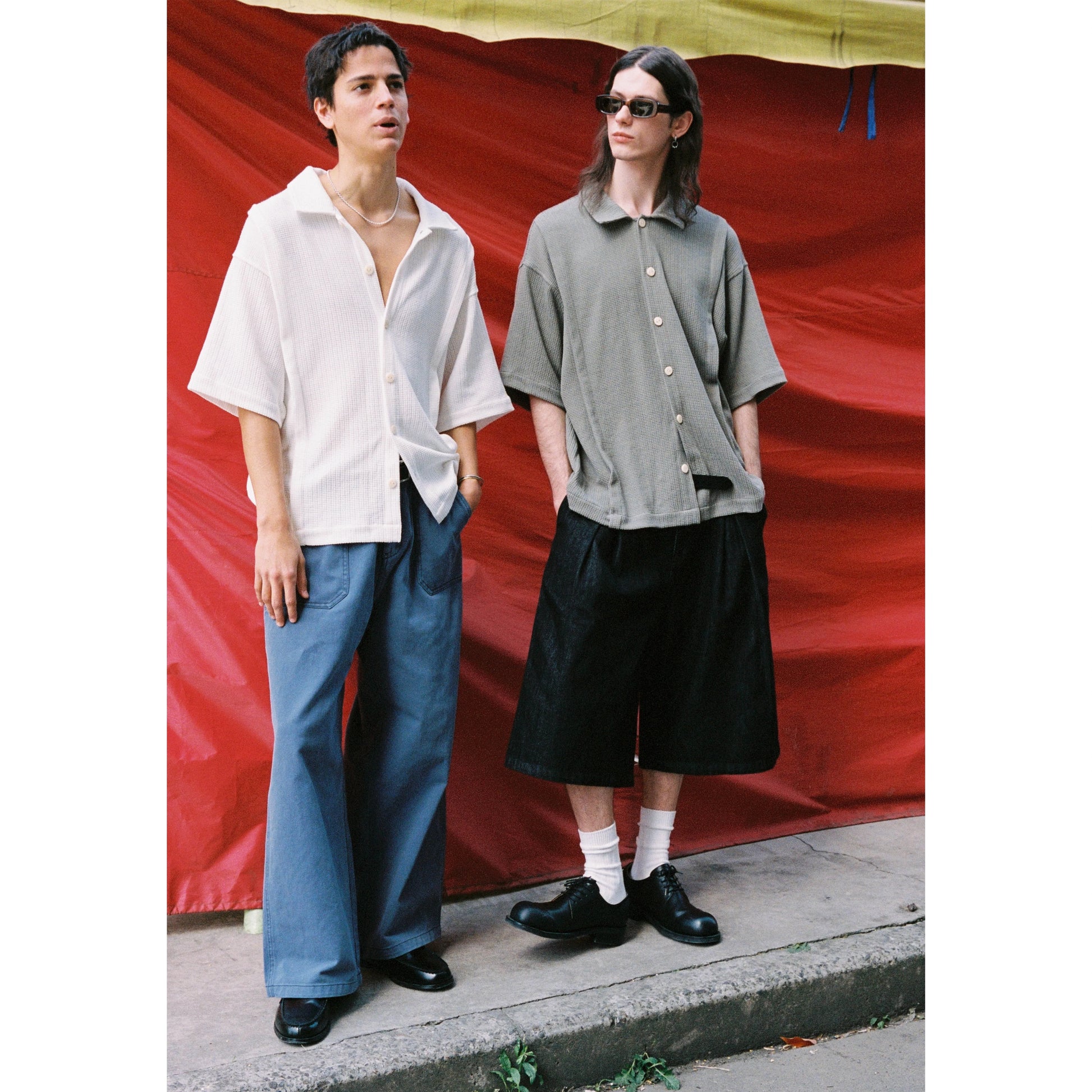 Anniehall Knitted Cardigan Checked Short Sleeve Shirt