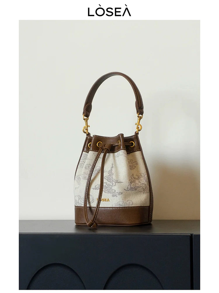 LOSEA Auspicious Cloud Pattern National Style Messenger Bag