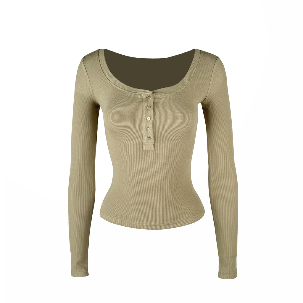 Jim Kennet Basic U-Neck Stretch Slim Henry Long Sleeves