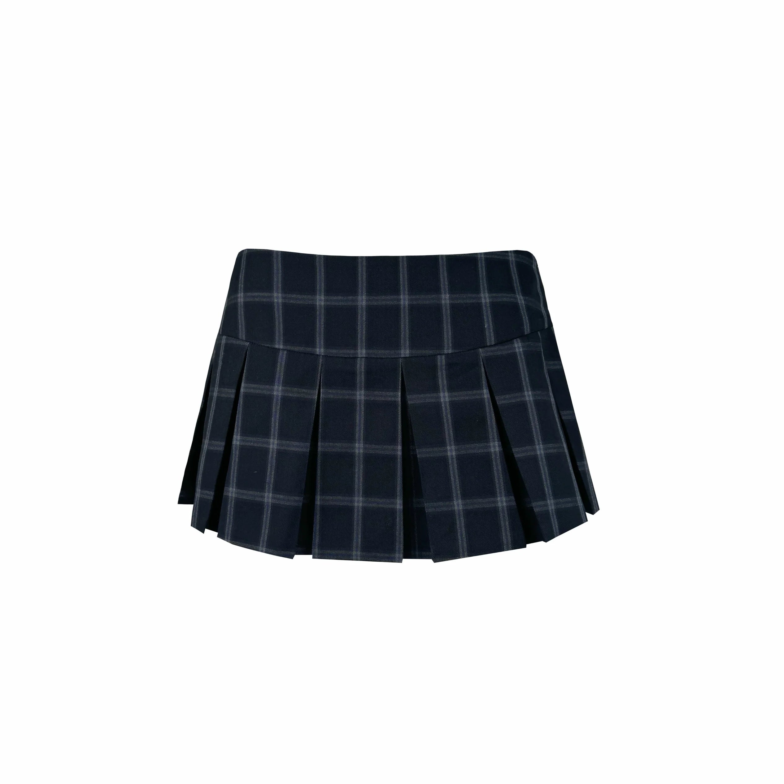Jim Kennet Low Waist Vintage Blue Checked Pleated Dress