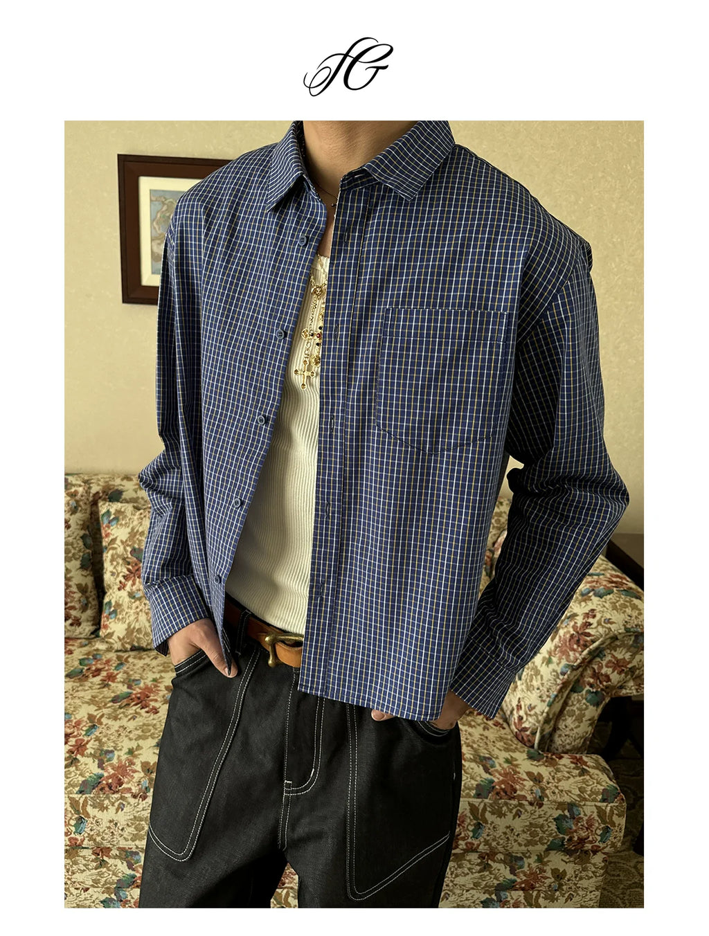 InsGale Lazy Casual Loose Checked Long Sleeve Shirt