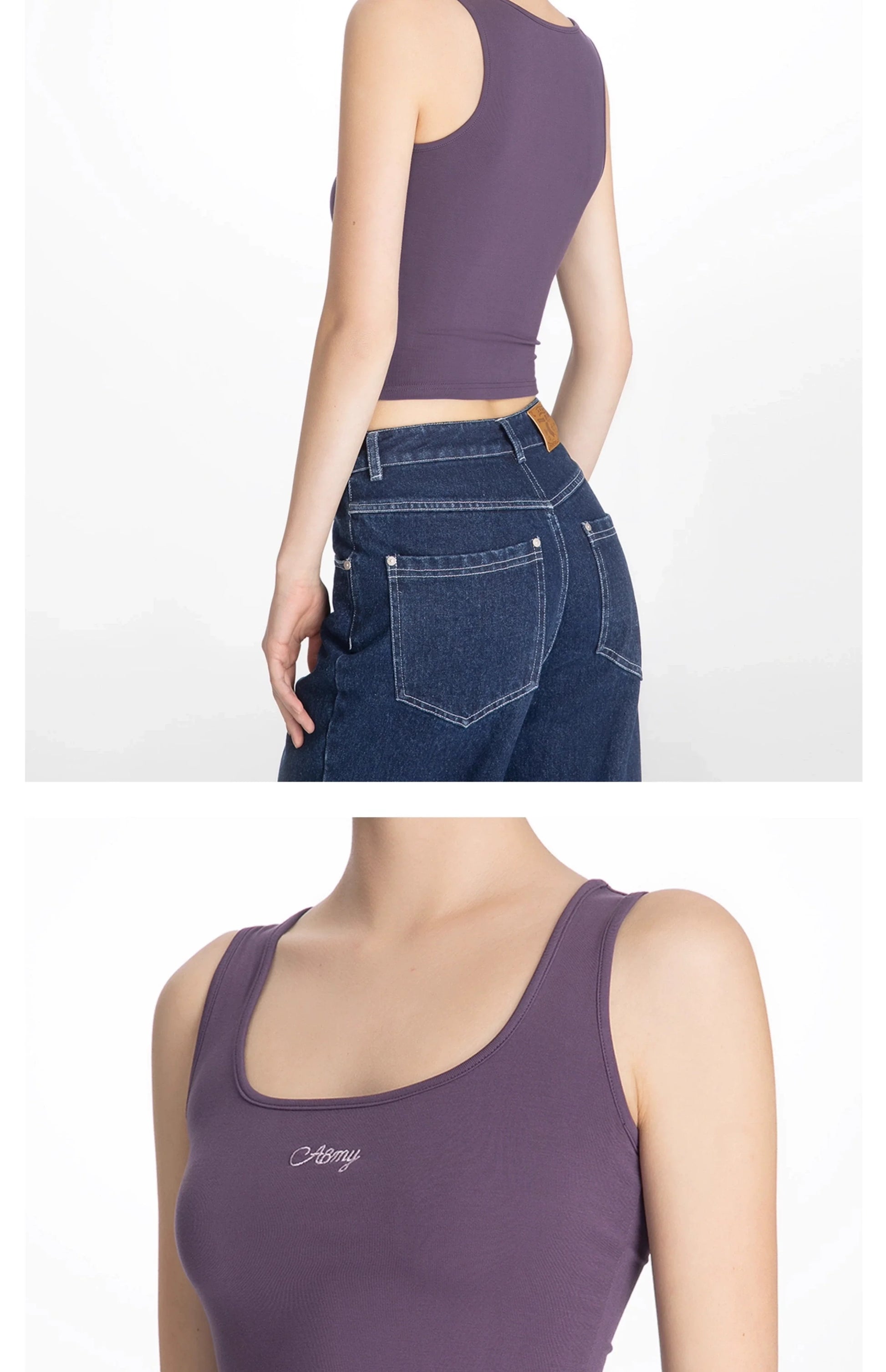 ABMY Knitted U-neck I-shaped Sling Vest