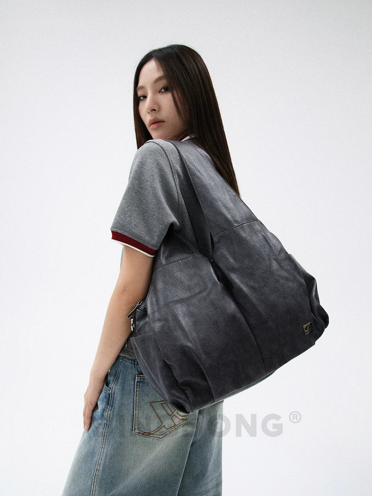 BINGBONG Retro Lazy Wind Large Capacity Messenger Tote Bag