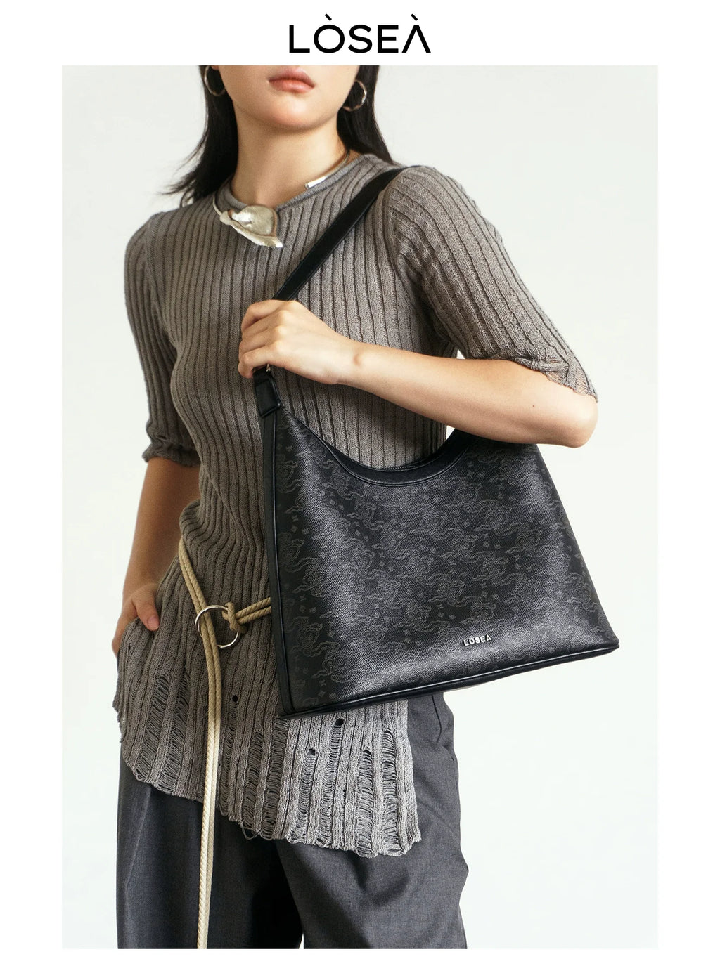 LOSEA Ruyi Moire Underarm Retro Shoulder Bag