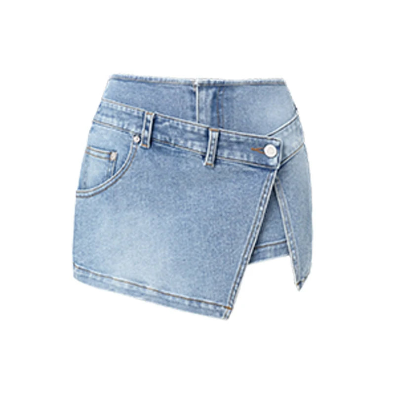 ABMY American Fake Two-piece Denim Skirt Pants