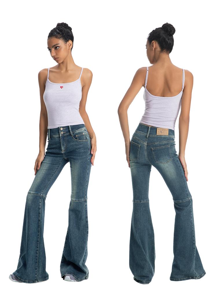 ABMY Washed Slim Fit Slim Small Flared Trousers