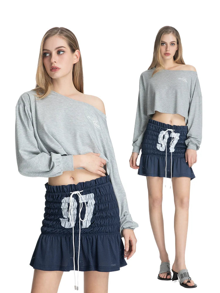 ABMY Pleated Print Neck Tube Top Sling