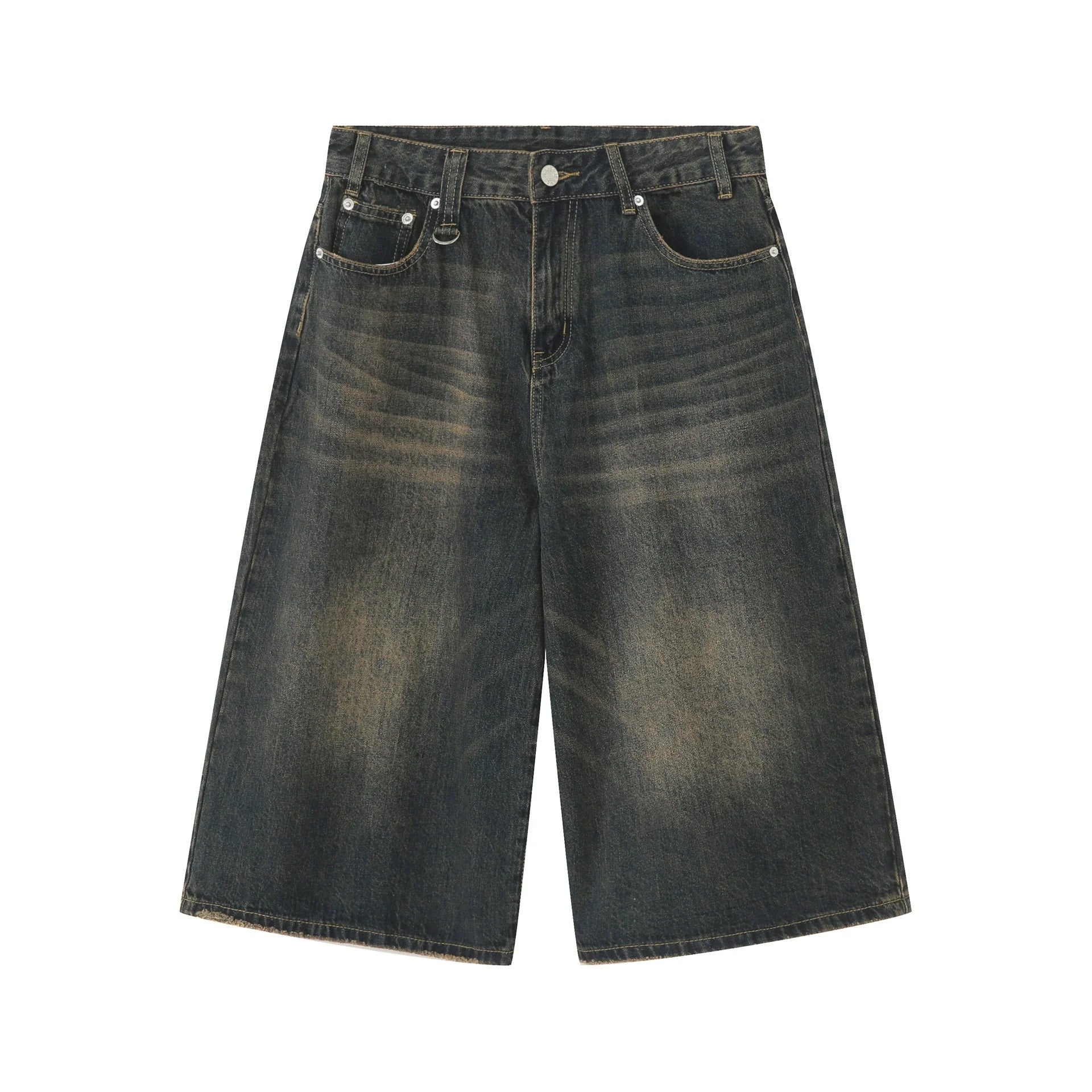PUBLICRADIO Retro Silhouette Washed Denim Cropped Shorts