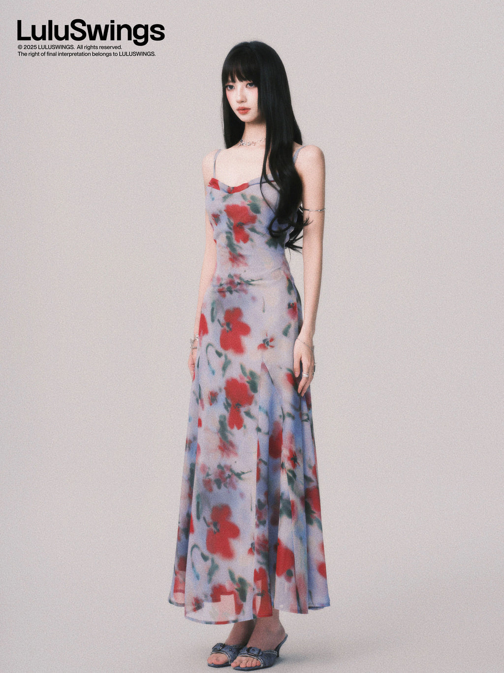 LULUSWINGS Swinging Neck Smudge Print Seaside Suspender Skirt