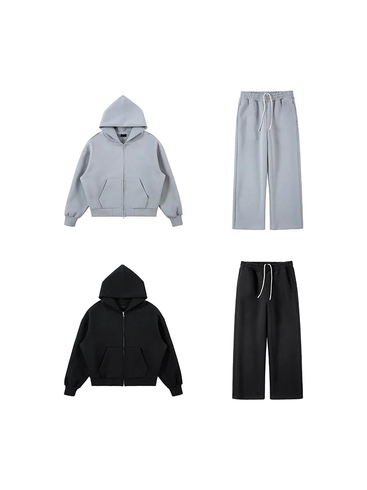 PLUS NO LOGO Self-heating American Street Sweater Sweatpants