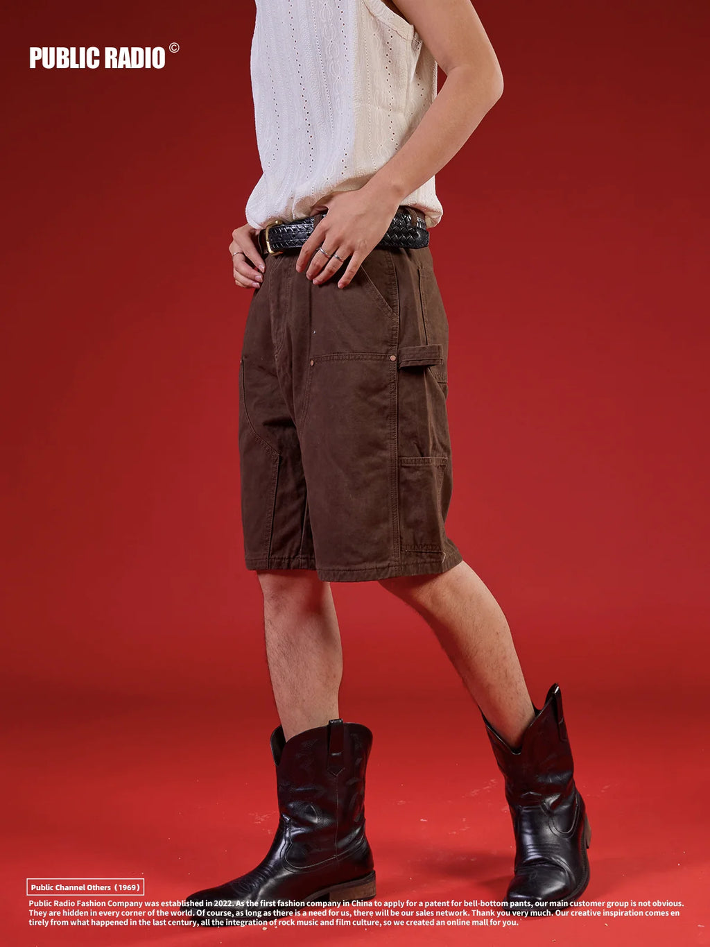 PUBLICRADIO Retro Tooling Ear-hanging Silhouette Shorts