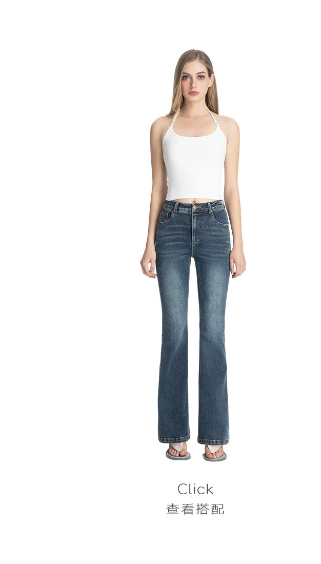 ABMY strap design slim and thin jeans