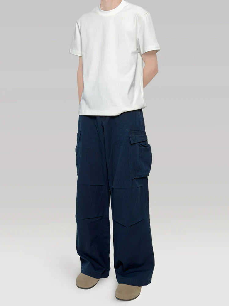 PLUS NO LOGO Washed Loose Wide-leg Cargo Pants