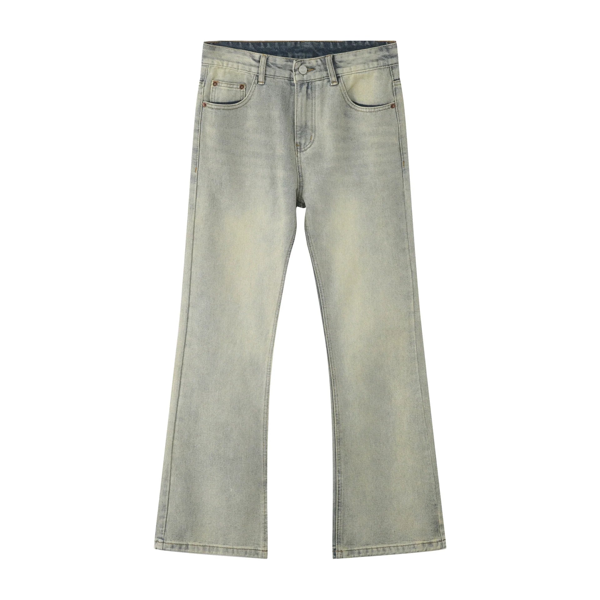 PUBLICRADIO Retro Washed Denim Micro-horn Trousers