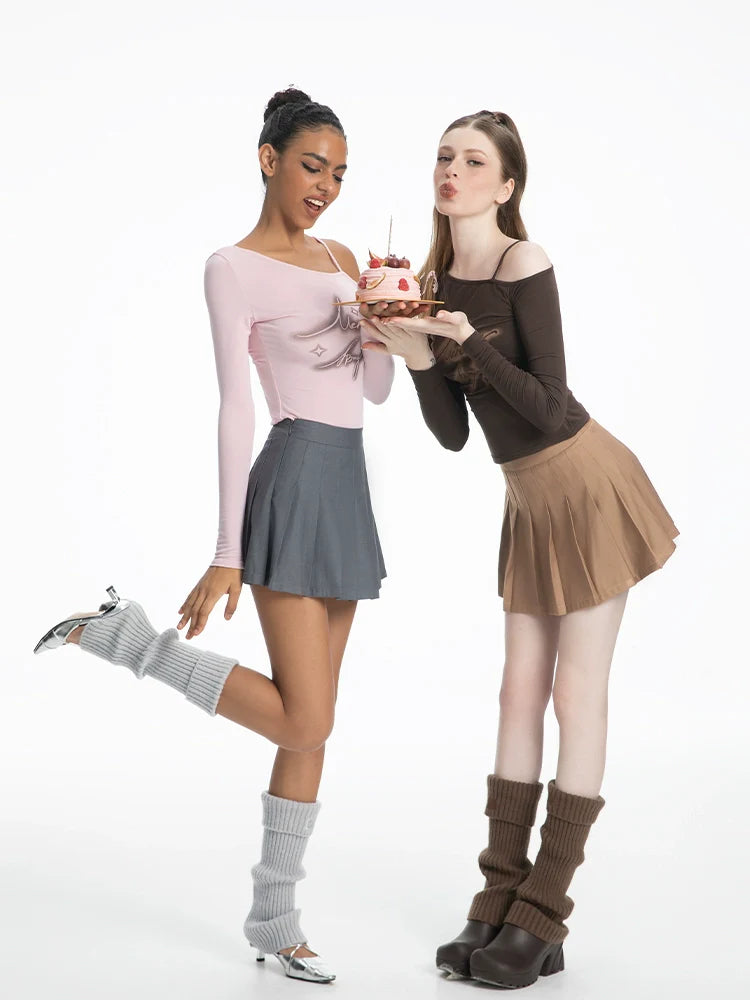 ABMY Slanted Shoulder High Elastic Breathable Suspender T-shirt