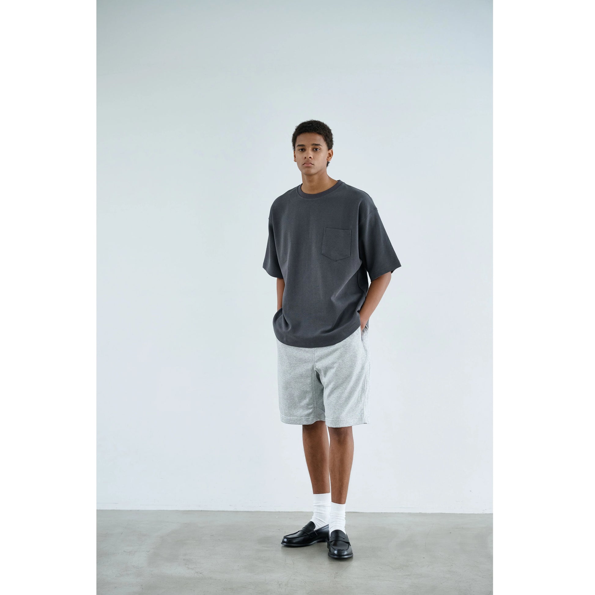 AnniehallT Curved Hem Waffle Blockbuster Pocket Tee