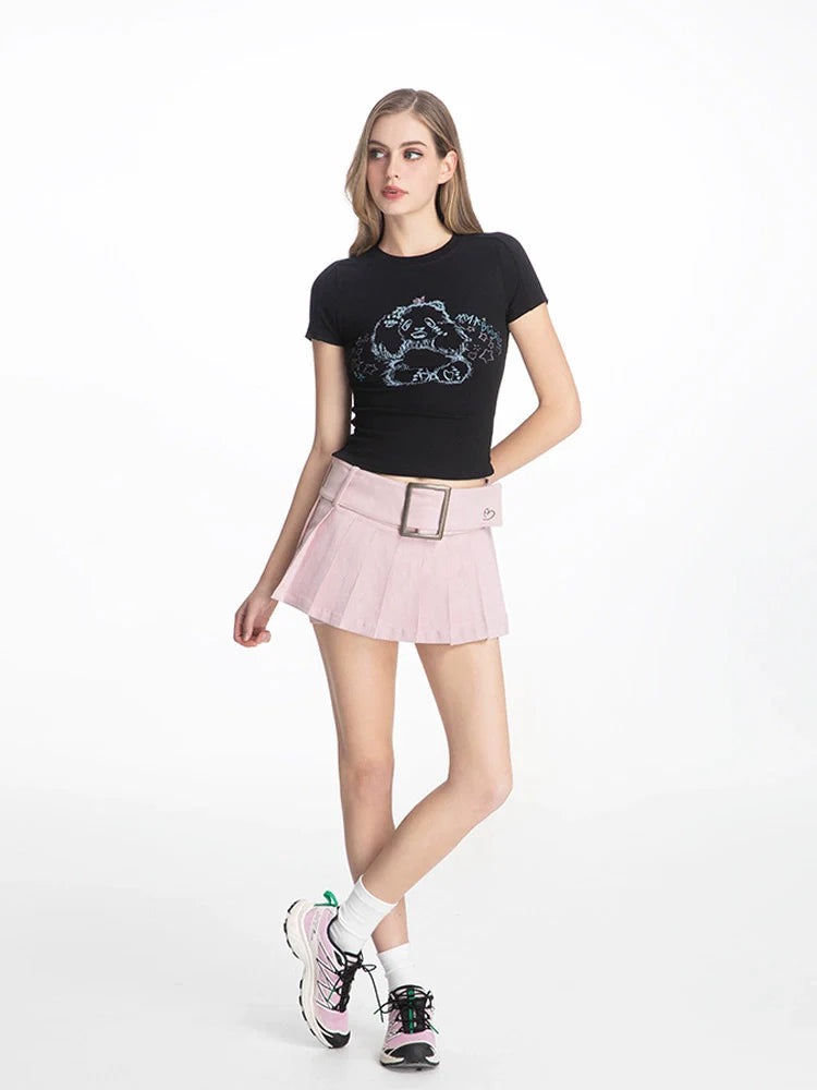 ABMY Wide Belt A Pleated Skirt