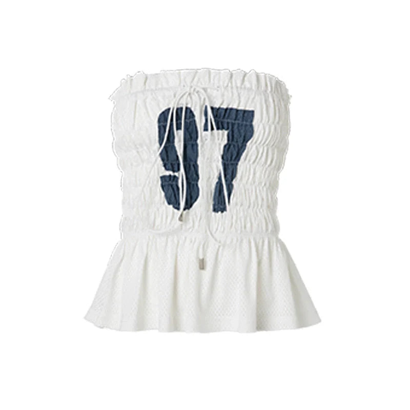 ABMY Pleated Print Neck Tube Top Sling