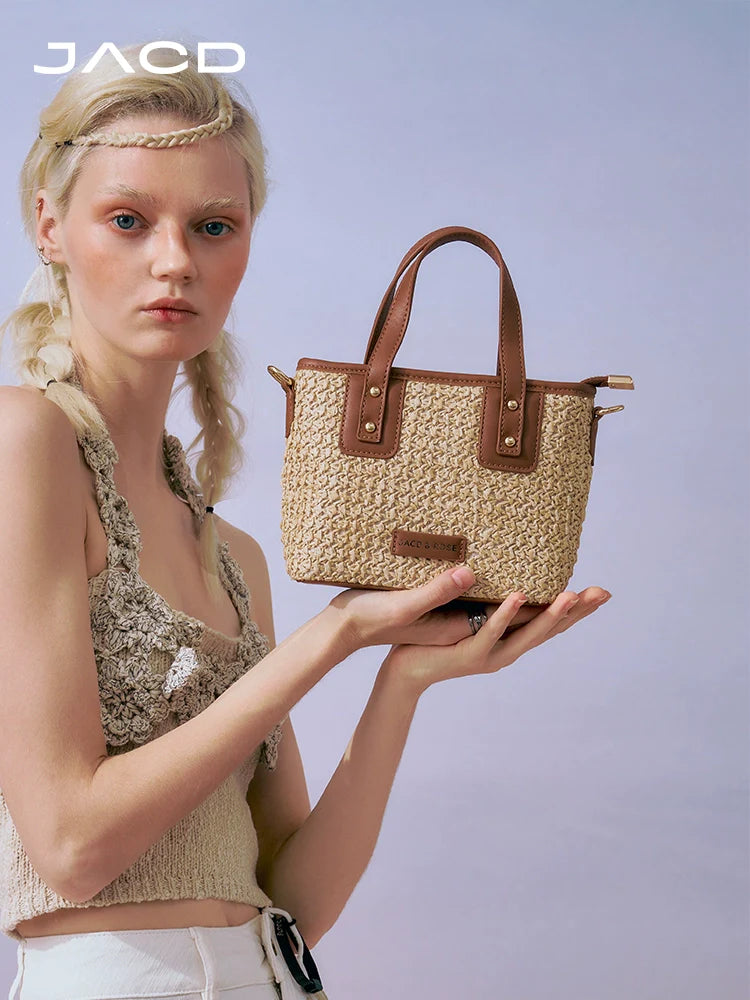 JACD Vacation Wind Woven Straw Bucket Bag