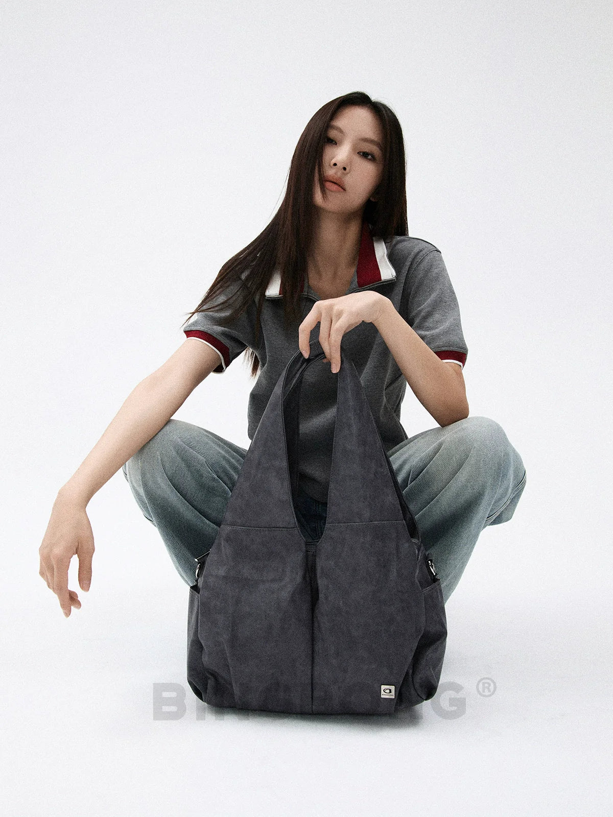 BINGBONG Retro Lazy Wind Large Capacity Messenger Tote Bag