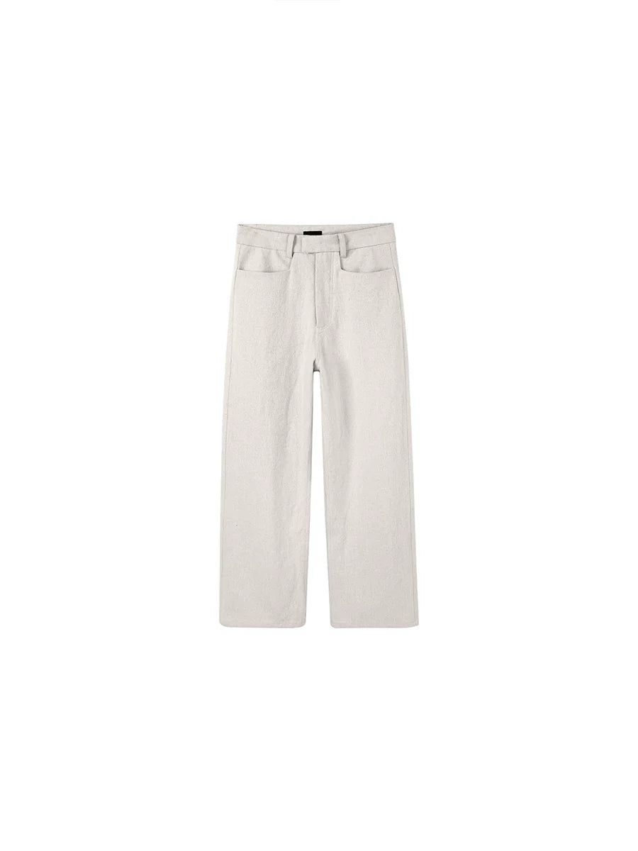 PLUS NO LOGO Linen Pants Loose Straight Trousers