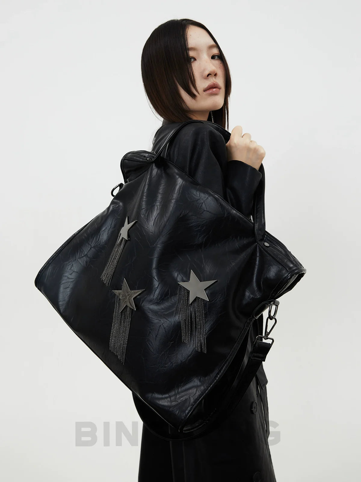 BINGBONG Large Capacity Messenger Tote Bag Single Shoulder Fringed Large Bag