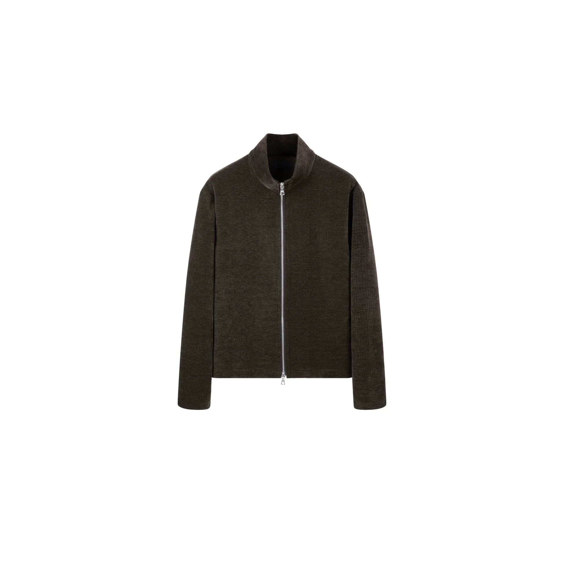 PLUS NO LOGO Striped Double Zipper Turtleneck Jacket