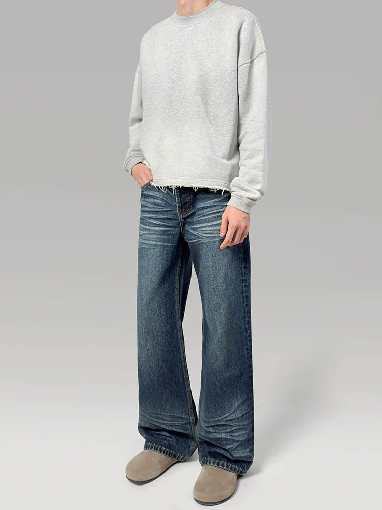 PLUS NO LOGO Old Damaged Hem Loose Edge Sweater