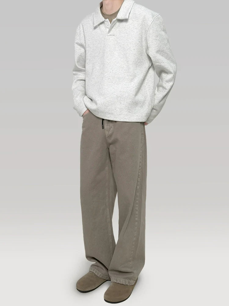 PLUS NO LOGO POLO Collar Lazy Magnetic Pullover Sweater