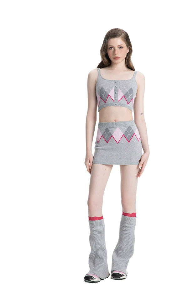 ABMY American Rhombus Knitted Hip Skirt