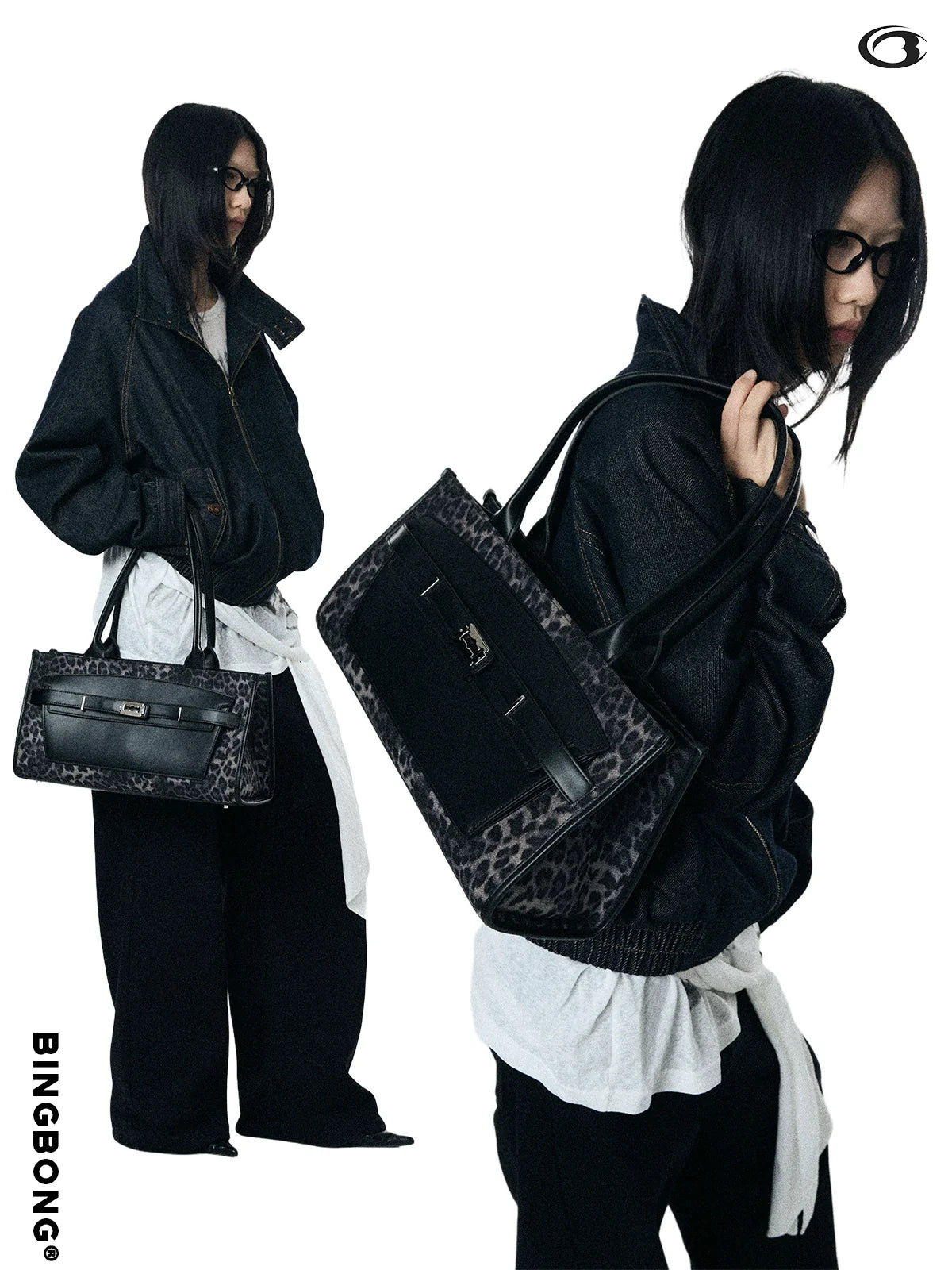 BINGBONG Black Panther Leather Large Capacity Cool Spicy Tote Bag