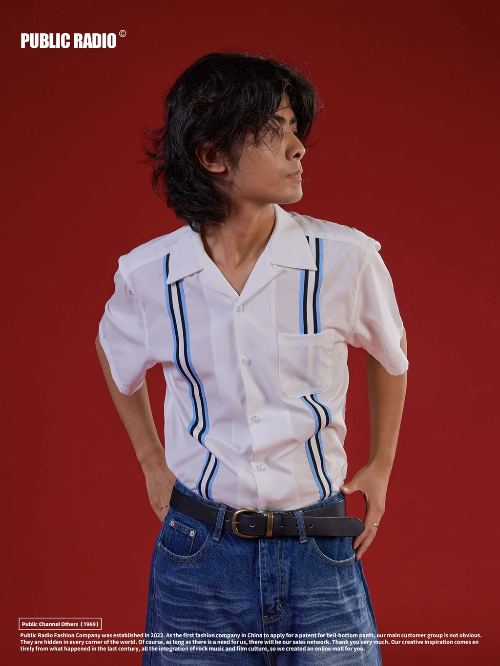 PUBLICRADIO Cuban Collar Summer Loose Short-sleeved Shirt