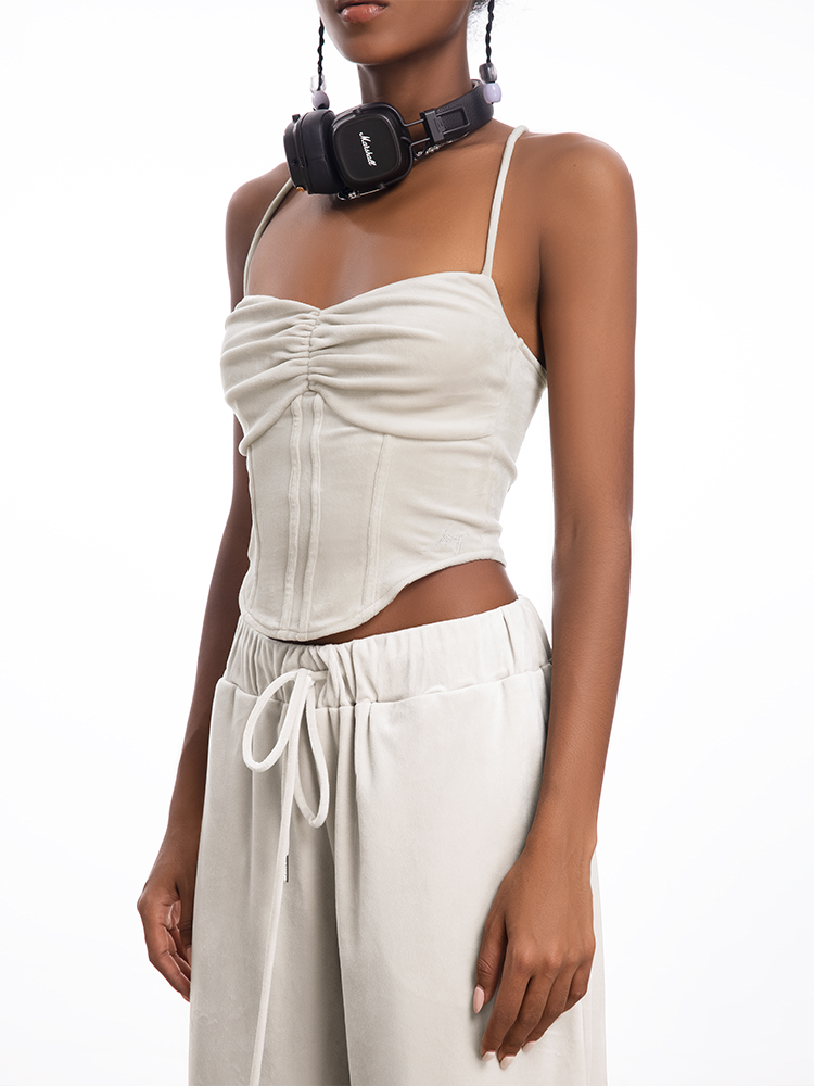 ABMY Fish Bone Waist Thin Velvet Sling