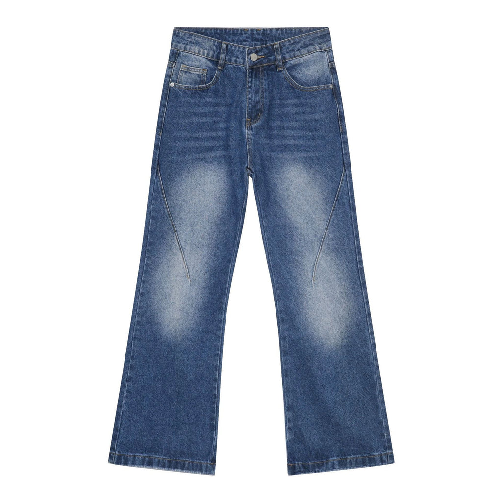 PUBLICRADIO Vintage Stitched Washed Denim Flared Pants