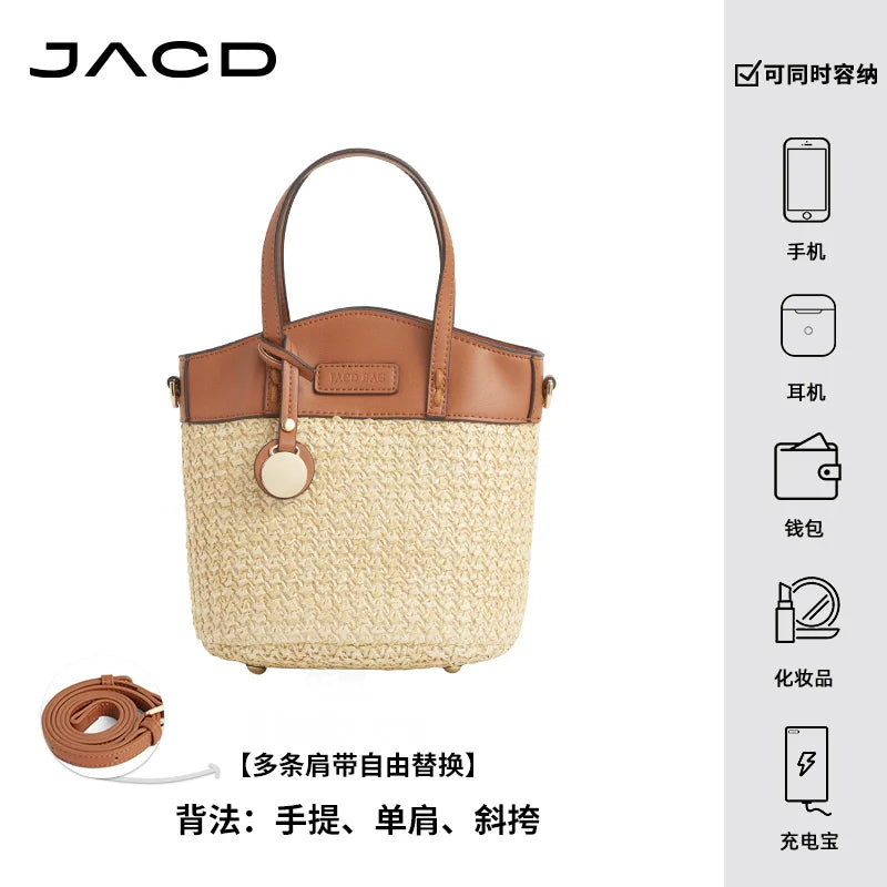 JACD Woven Holiday Portable Messenger Bucket Bag