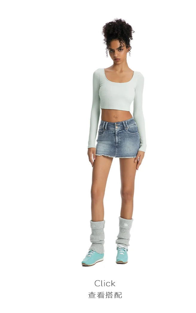 ABMY Anti-light Retro Slim and Thin Denim Skirt