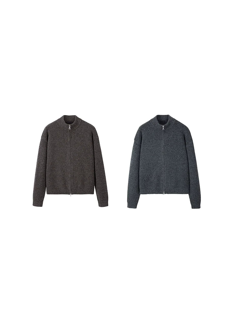 PLUS NO LOGO Double Zipper Sweater Cardigan