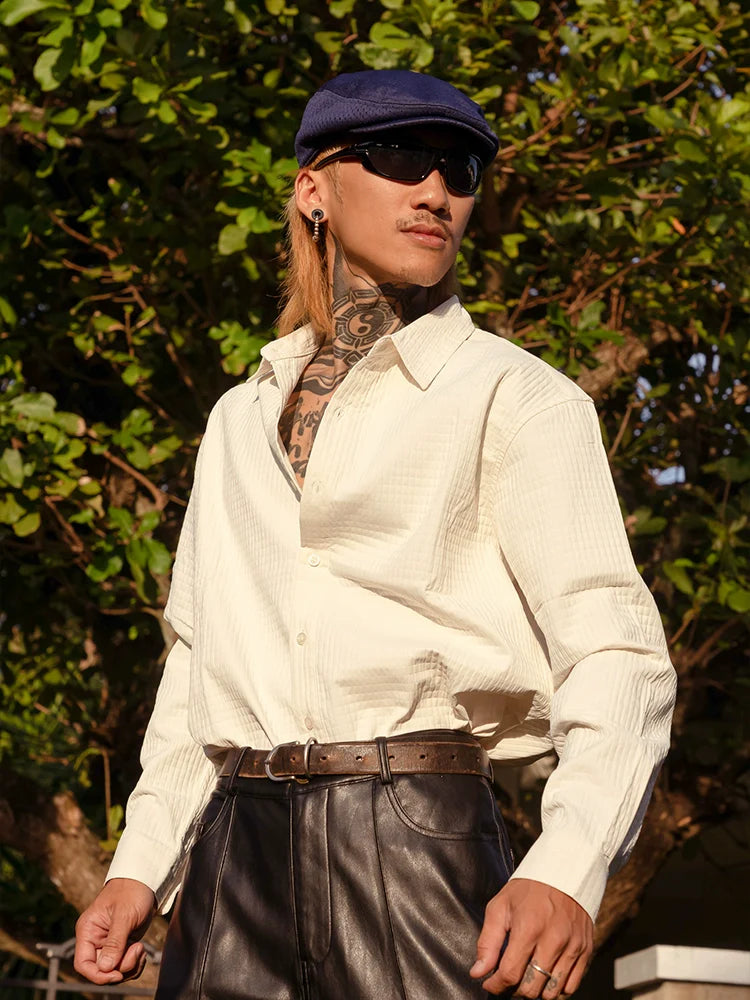 PUBLICRADIO Waffle Collar Long-sleeved Shirt